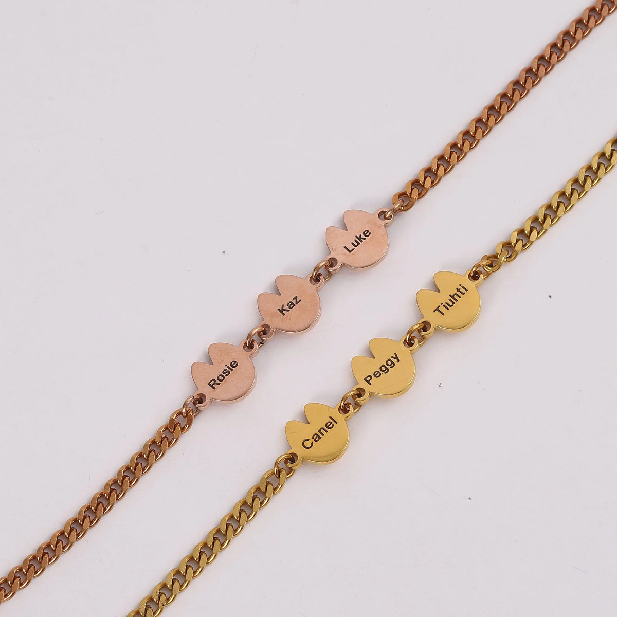 Pulsera unisex personalizada con nombre grabado y pezuña de caballo