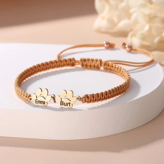 Pulsera personalizada con huella de pata y nombre