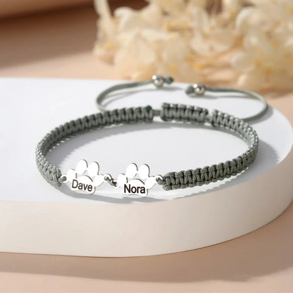 Pulsera personalizada con huella de pata y nombre
