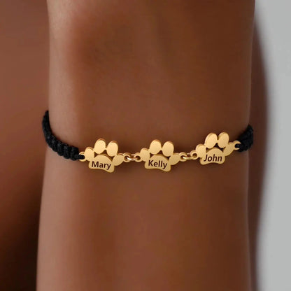 Pulsera personalizada con huella de pata y nombre