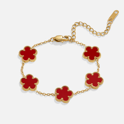 Pulsera de trébol rojo de la suerte
