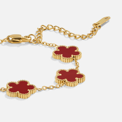 Pulsera de trébol rojo de la suerte