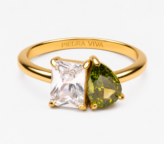 Anillo Toi et Moi con piedra de nacimiento