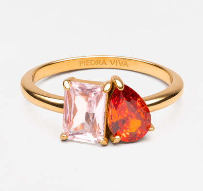 Anillo Toi et Moi con piedra de nacimiento