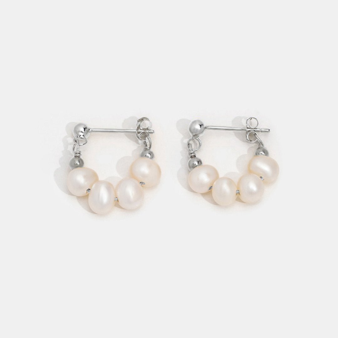 Pendientes de aro Celine de plata con perlas