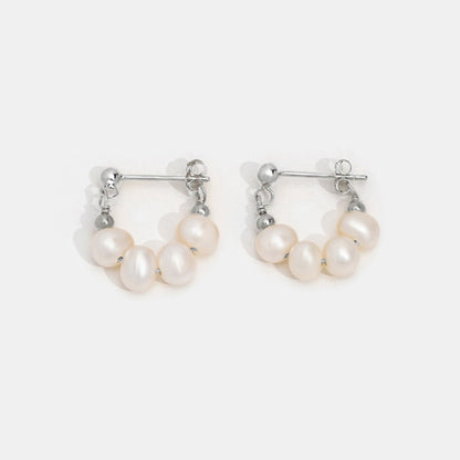 Pendientes de aro Celine de plata con perlas