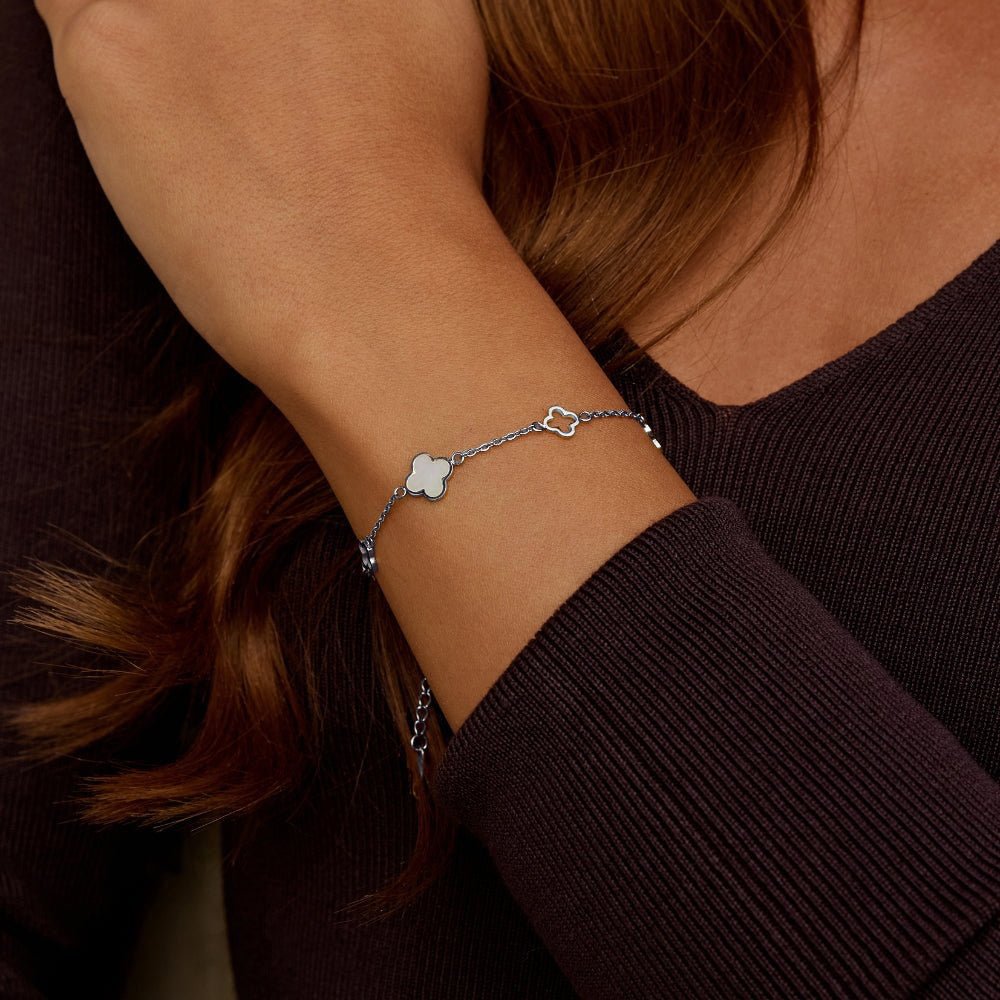 Pulsera Lucia de trébol plateado