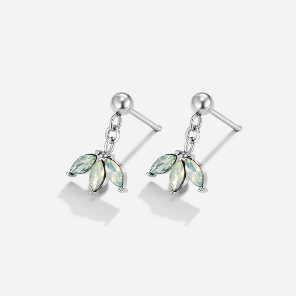 Pendientes colgantes de pétalos de plata en forma de marquesa