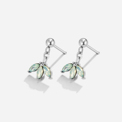Pendientes colgantes de pétalos de plata en forma de marquesa